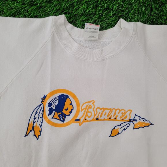 Vintage 90s Braves Raglan Sweatshirt Womens XL/2XL 23x24 White - Picture 14 of 16